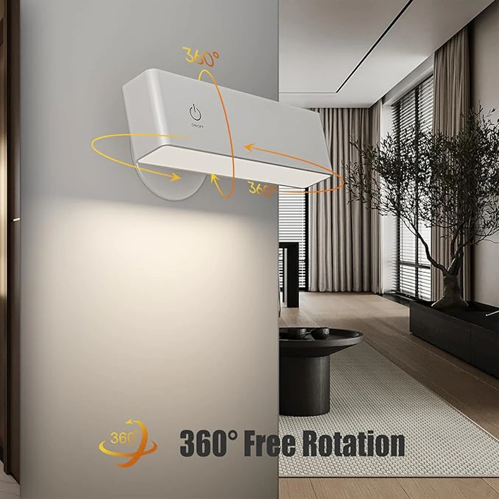 Kabellose LED Wandleuchte mit Akku – 360° drehbar, magnetisch abnehmbar, warmweiß, USB aufladbar