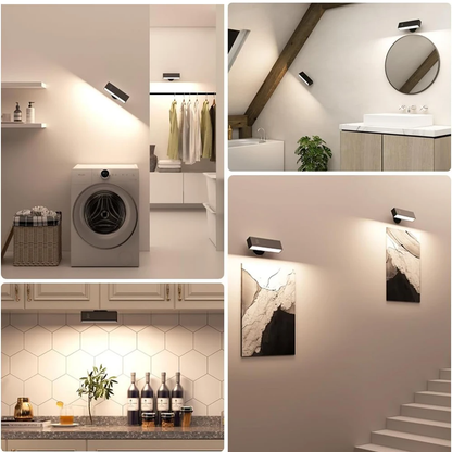 Kabellose LED Wandleuchte mit Akku – 360° drehbar, magnetisch abnehmbar, warmweiß, USB aufladbar
