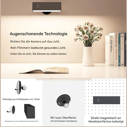 Kabellose LED Wandleuchte mit Akku – 360° drehbar, magnetisch abnehmbar, warmweiß, USB aufladbar