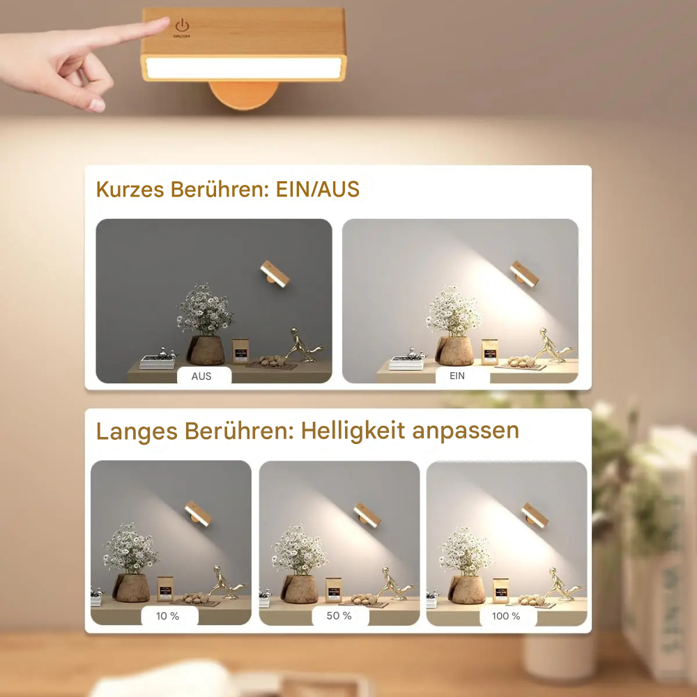 Woodéa™ | Kabellose Holz-LED Wandleuchte