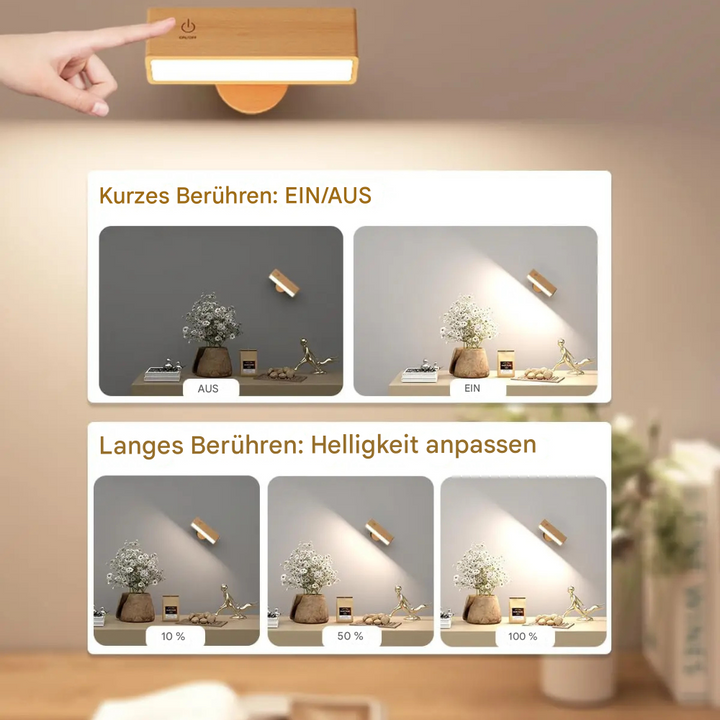 Woodéa™ | Kabellose Holz-LED Wandleuchte