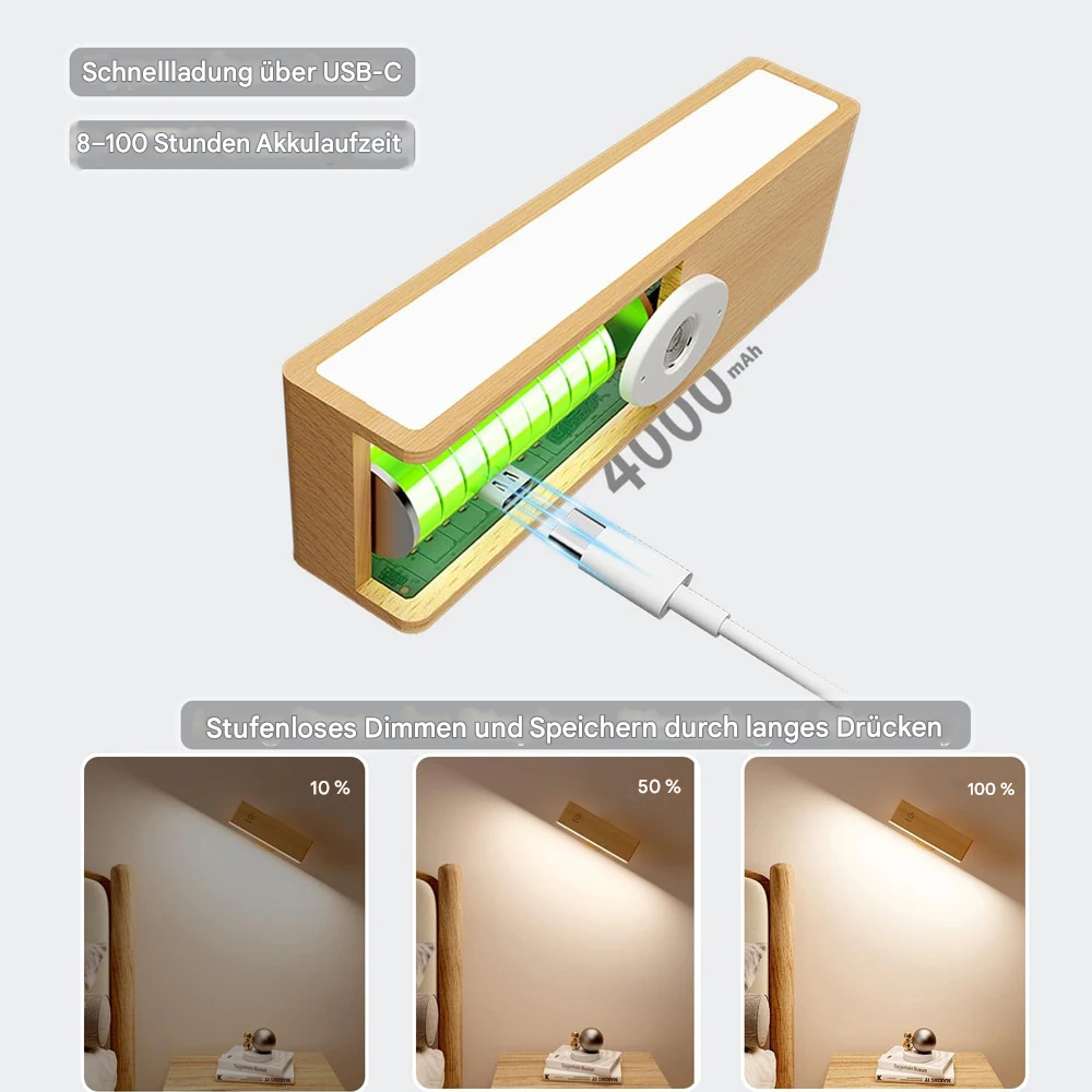 Woodéa™ | Kabellose Holz-LED Wandleuchte