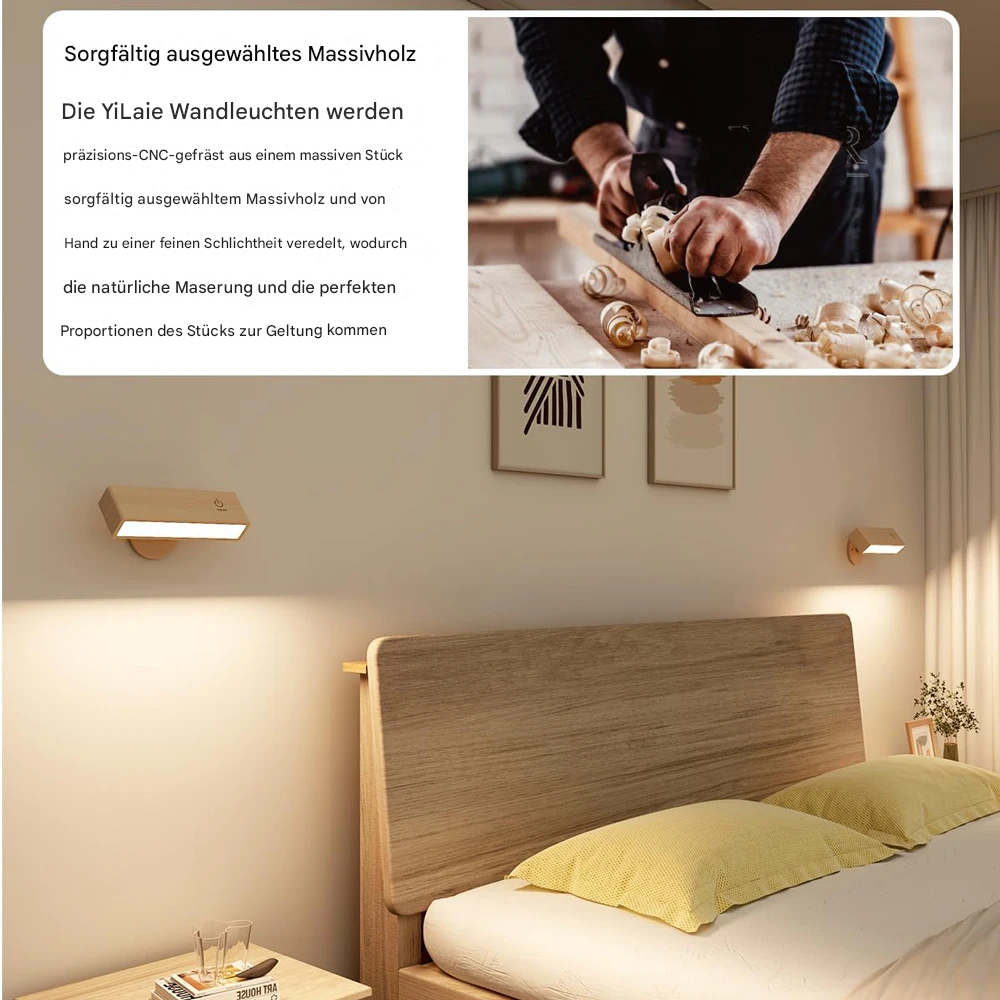 Woodéa™ | Kabellose Holz-LED Wandleuchte