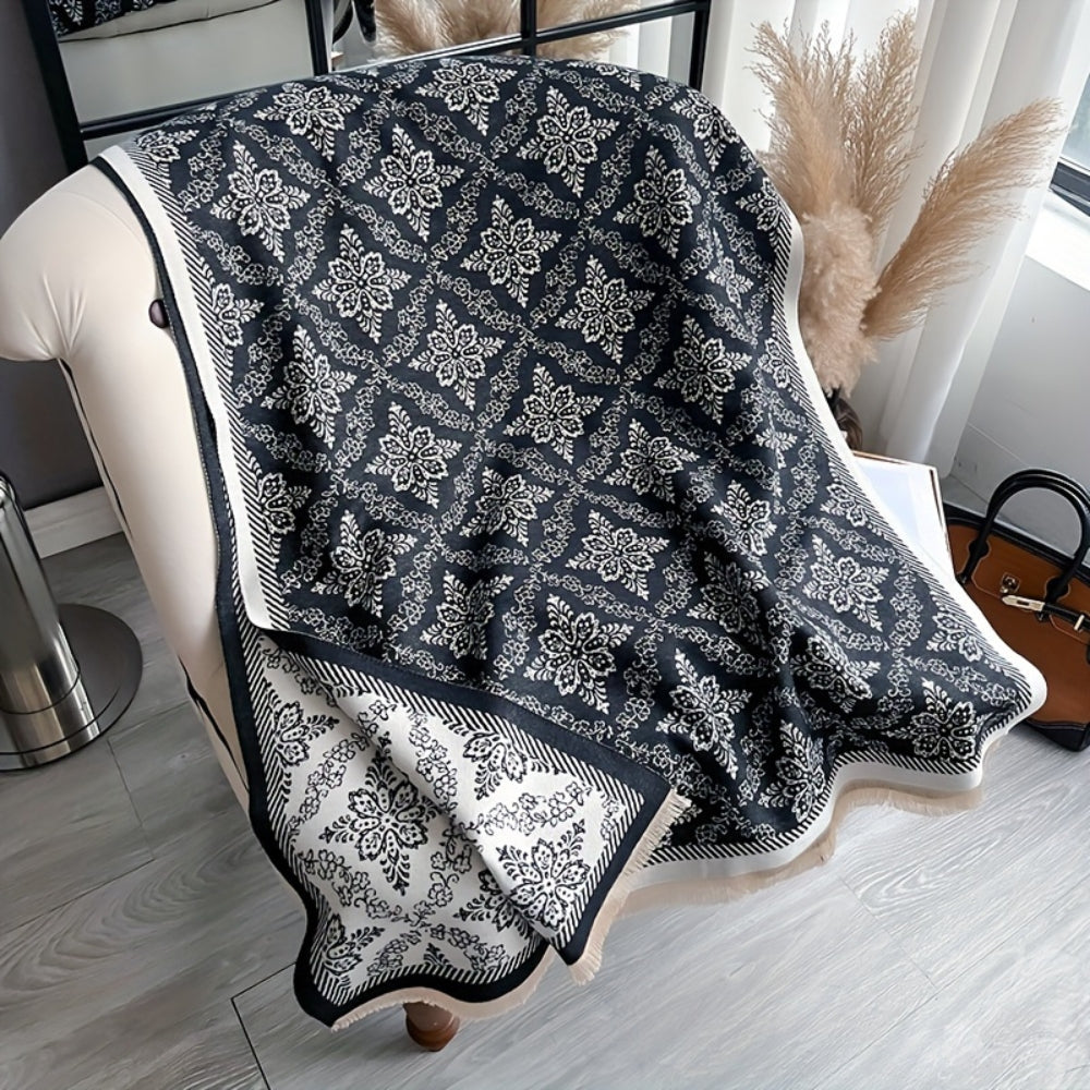 Fleece-Stola mit Damastmuster
