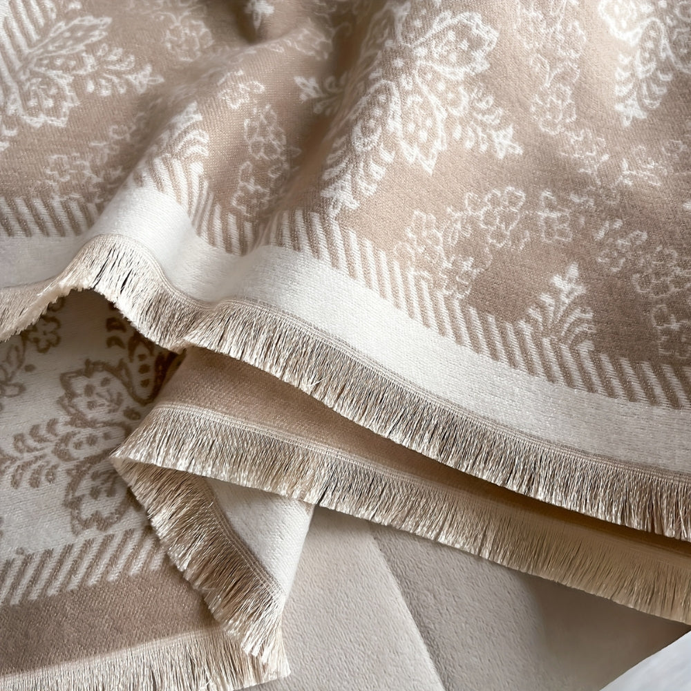 Fleece-Stola mit Damastmuster