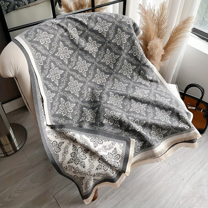 Fleece-Stola mit Damastmuster