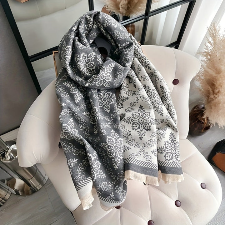 Fleece-Stola mit Damastmuster
