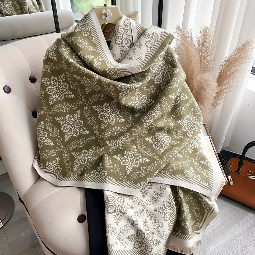 Fleece-Stola mit Damastmuster