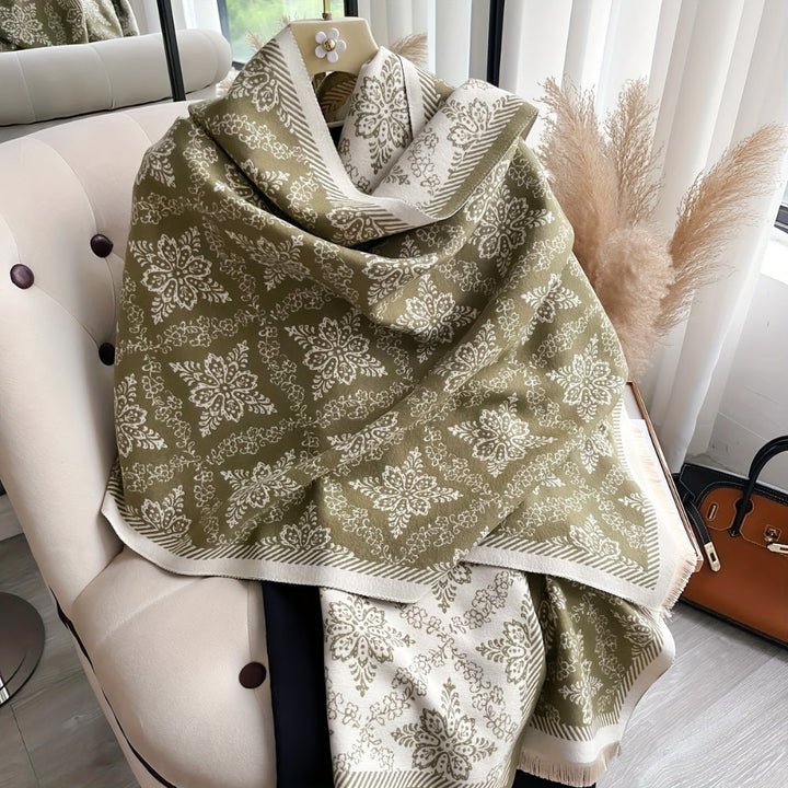Fleece-Stola mit Damastmuster
