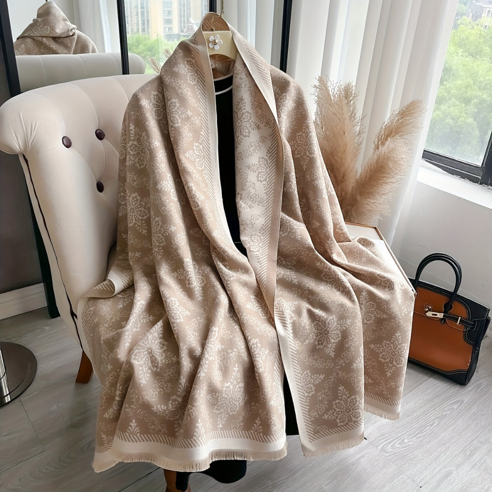 Fleece-Stola mit Damastmuster