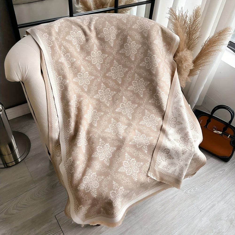 Fleece-Stola mit Damastmuster