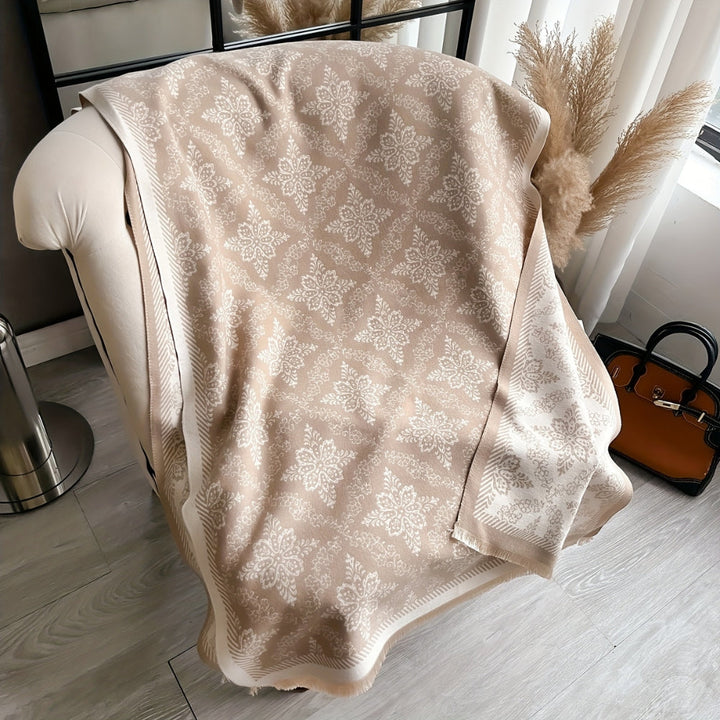 Fleece-Stola mit Damastmuster