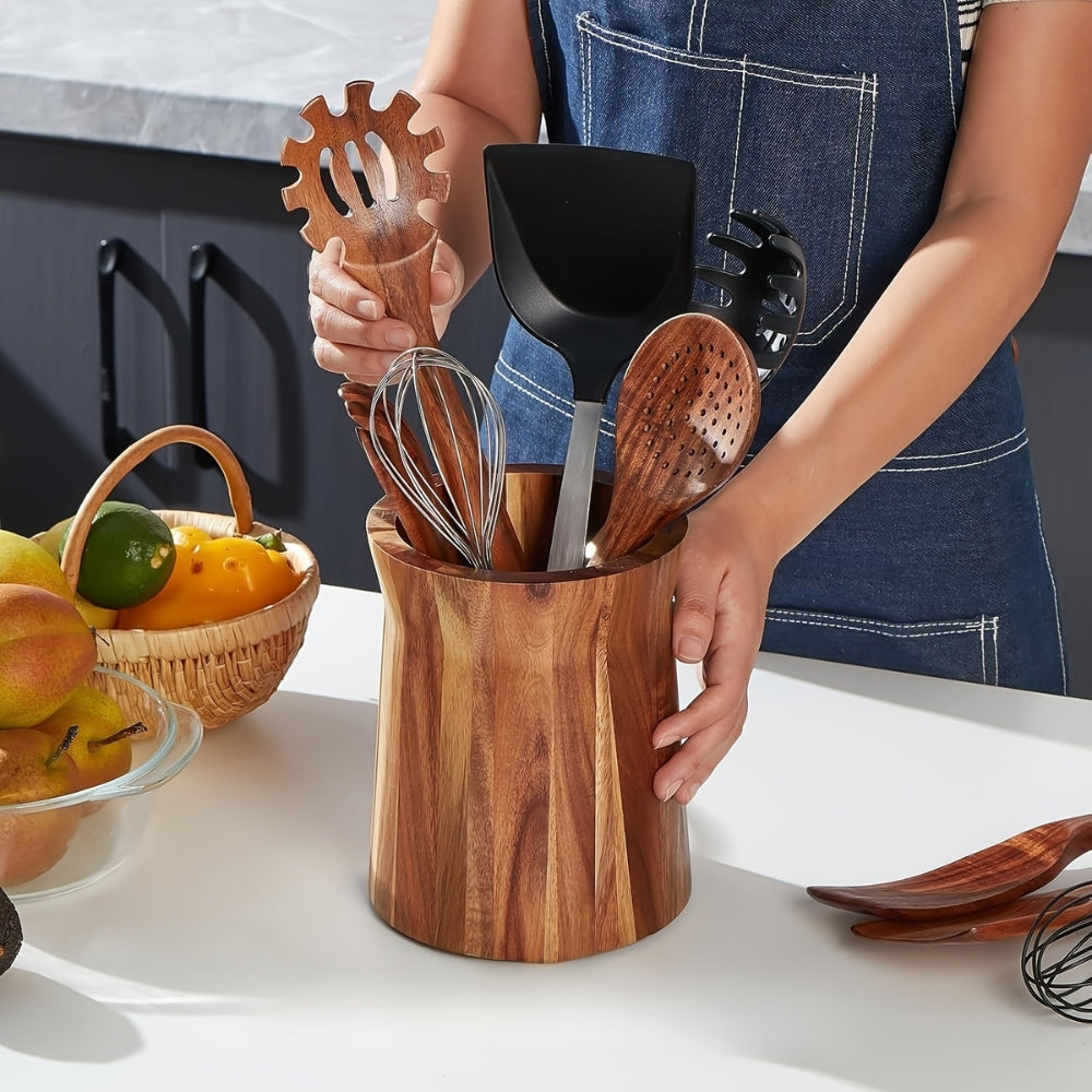 Drehbarer Utensilienhalter aus Akazienholz