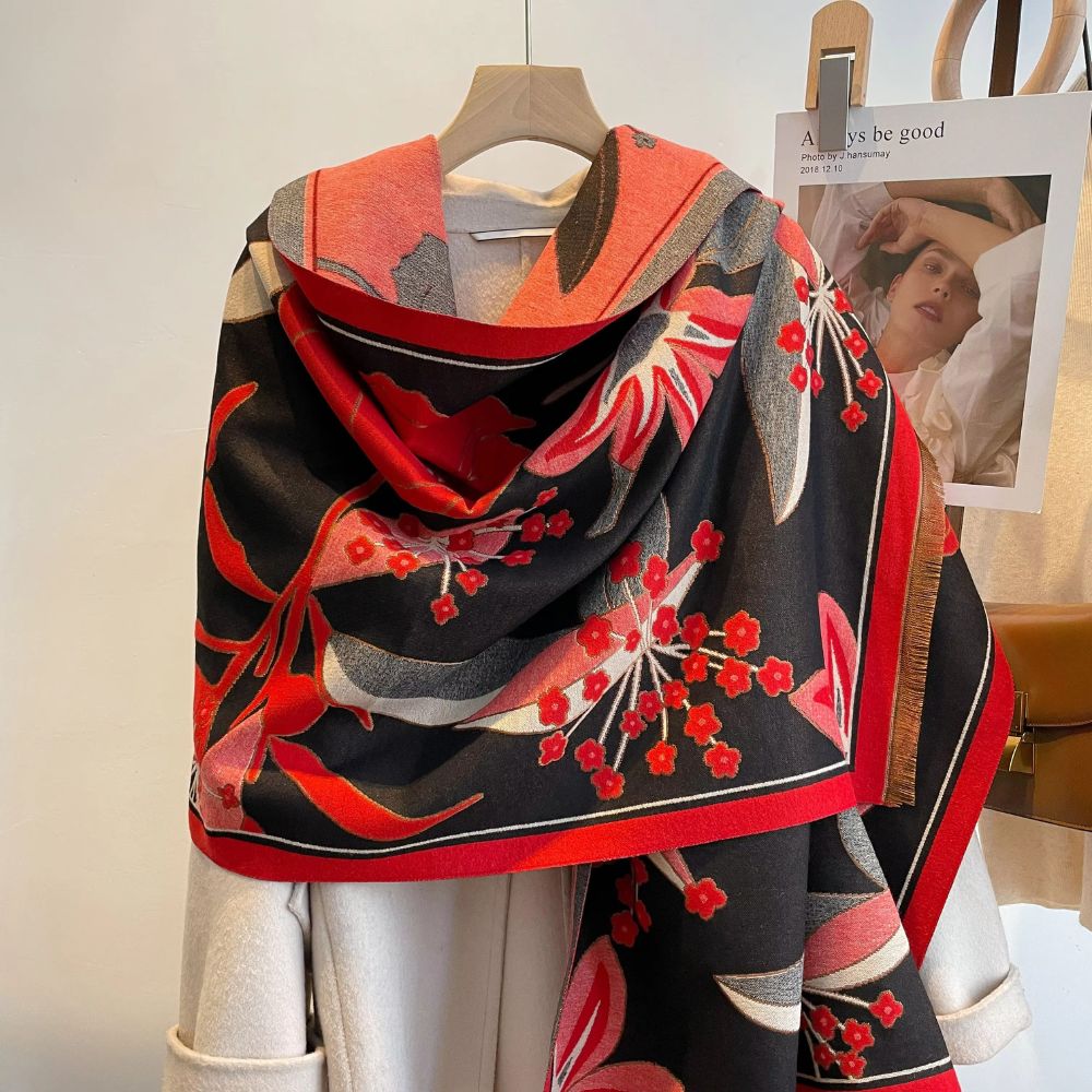 Jacquard-Schal mit floralem Muster