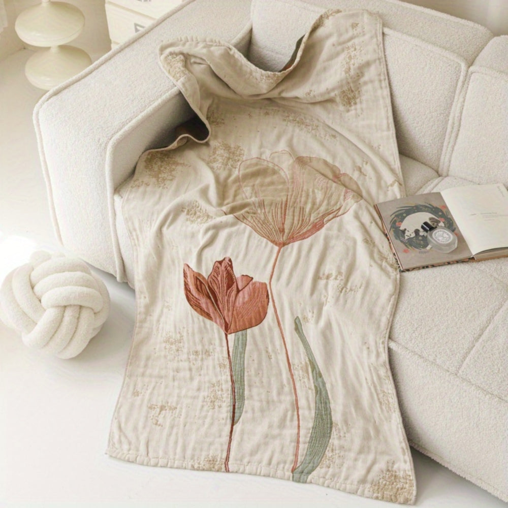 Großes Badetuch mit Blumenmuster