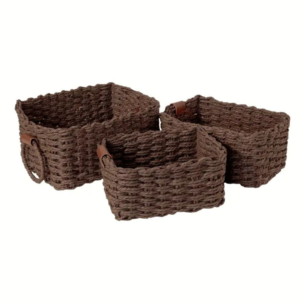 Aufbewahrungskorb aus geflochtenem Rattan mit Griffen