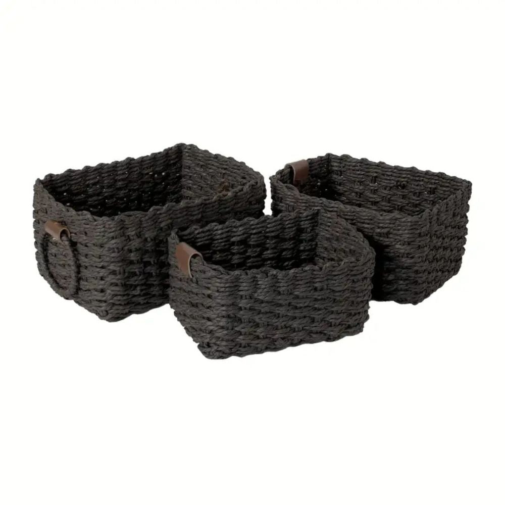 Aufbewahrungskorb aus geflochtenem Rattan mit Griffen