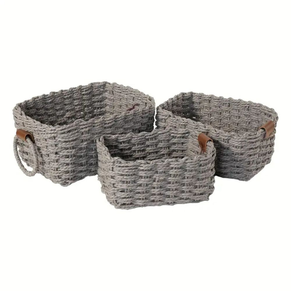 Aufbewahrungskorb aus geflochtenem Rattan mit Griffen