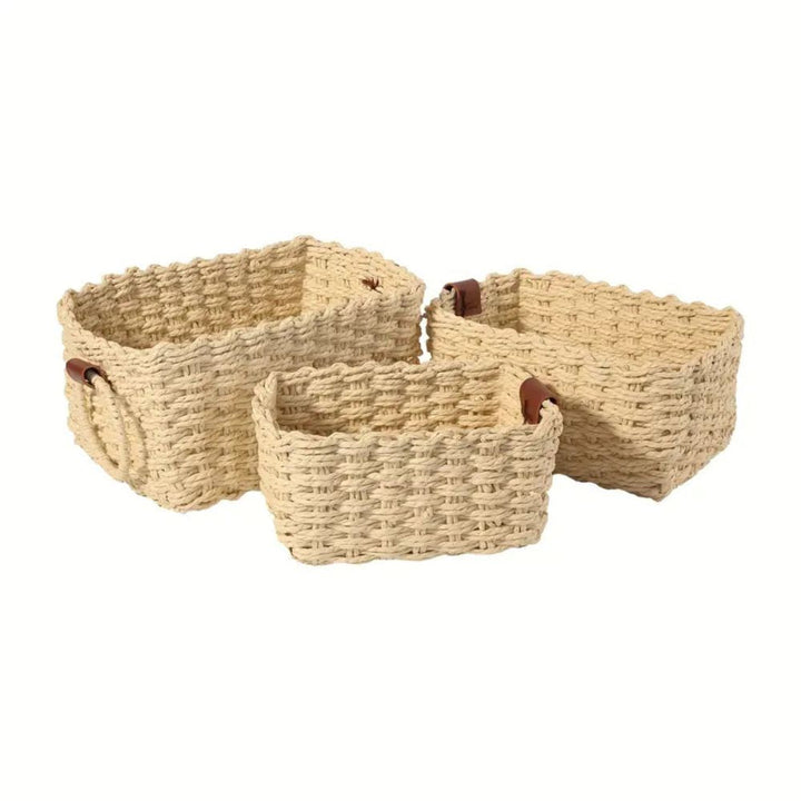 Aufbewahrungskorb aus geflochtenem Rattan mit Griffen