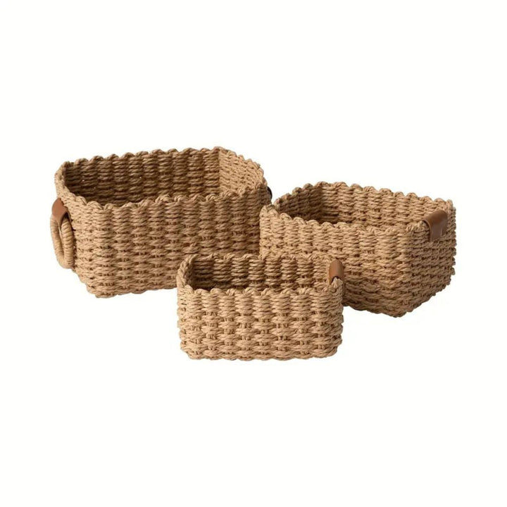 Aufbewahrungskorb aus geflochtenem Rattan mit Griffen