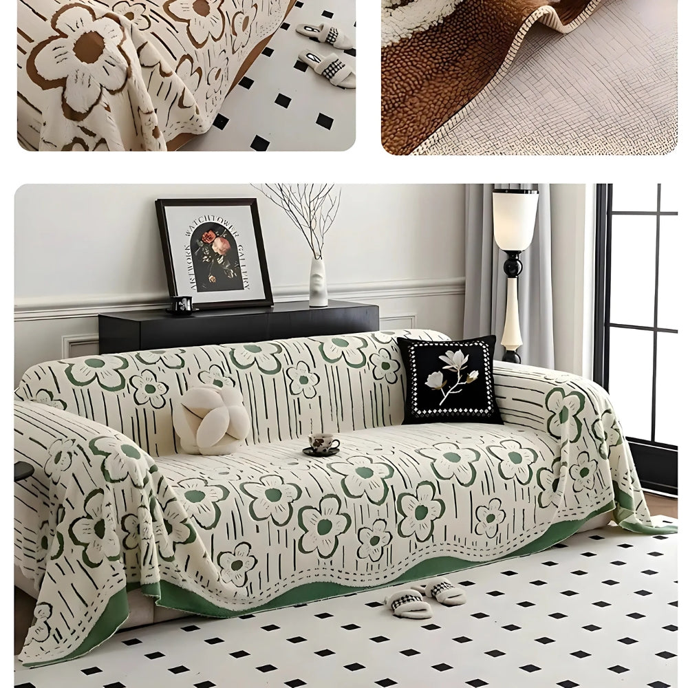 Sofaüberwurf mit Blumenstickerei