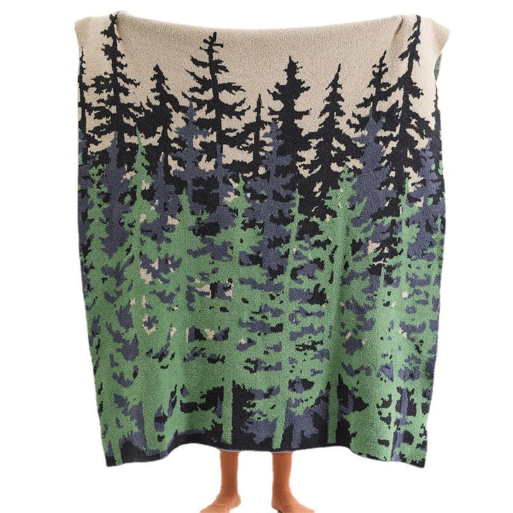 Strickdecke mit Waldmotiv 130 x 160 cm