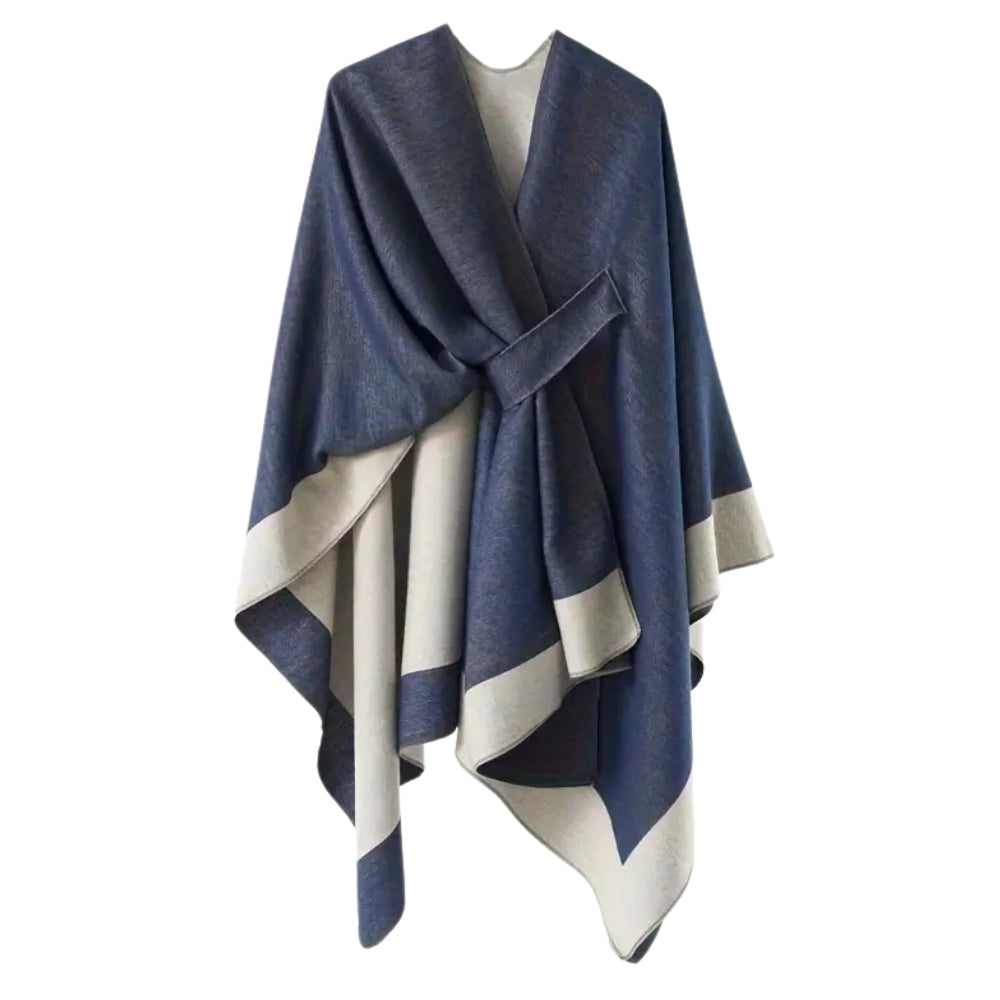 Unifarbener Poncho mit Drapierung