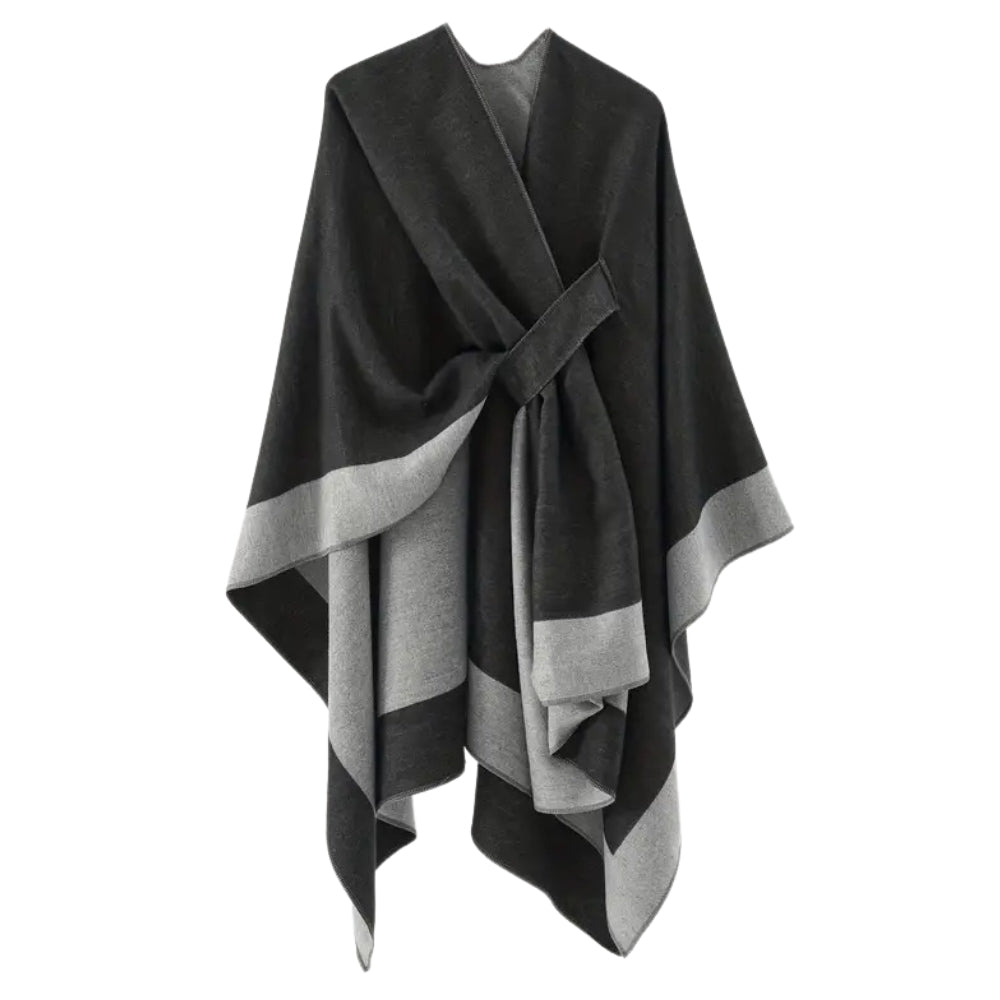 Unifarbener Poncho mit Drapierung