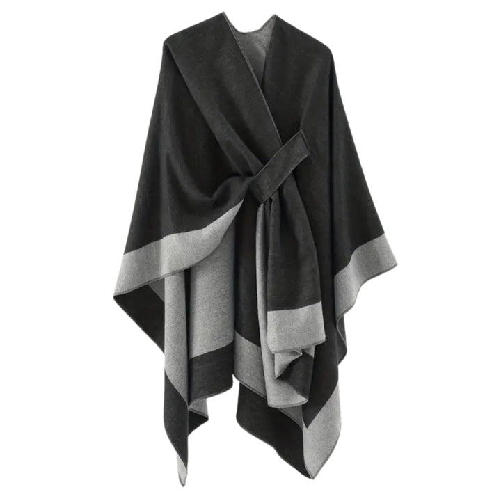 Unifarbener Poncho mit Drapierung