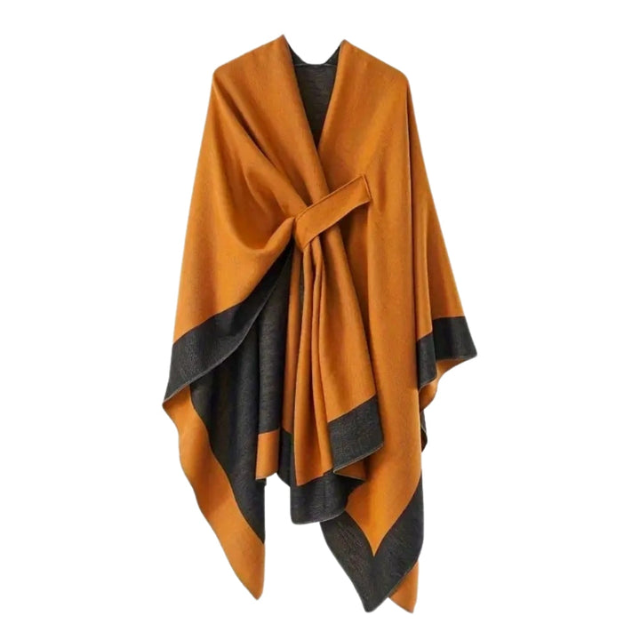 Unifarbener Poncho mit Drapierung