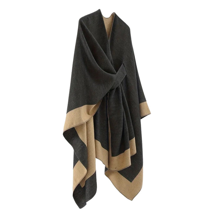 Unifarbener Poncho mit Drapierung