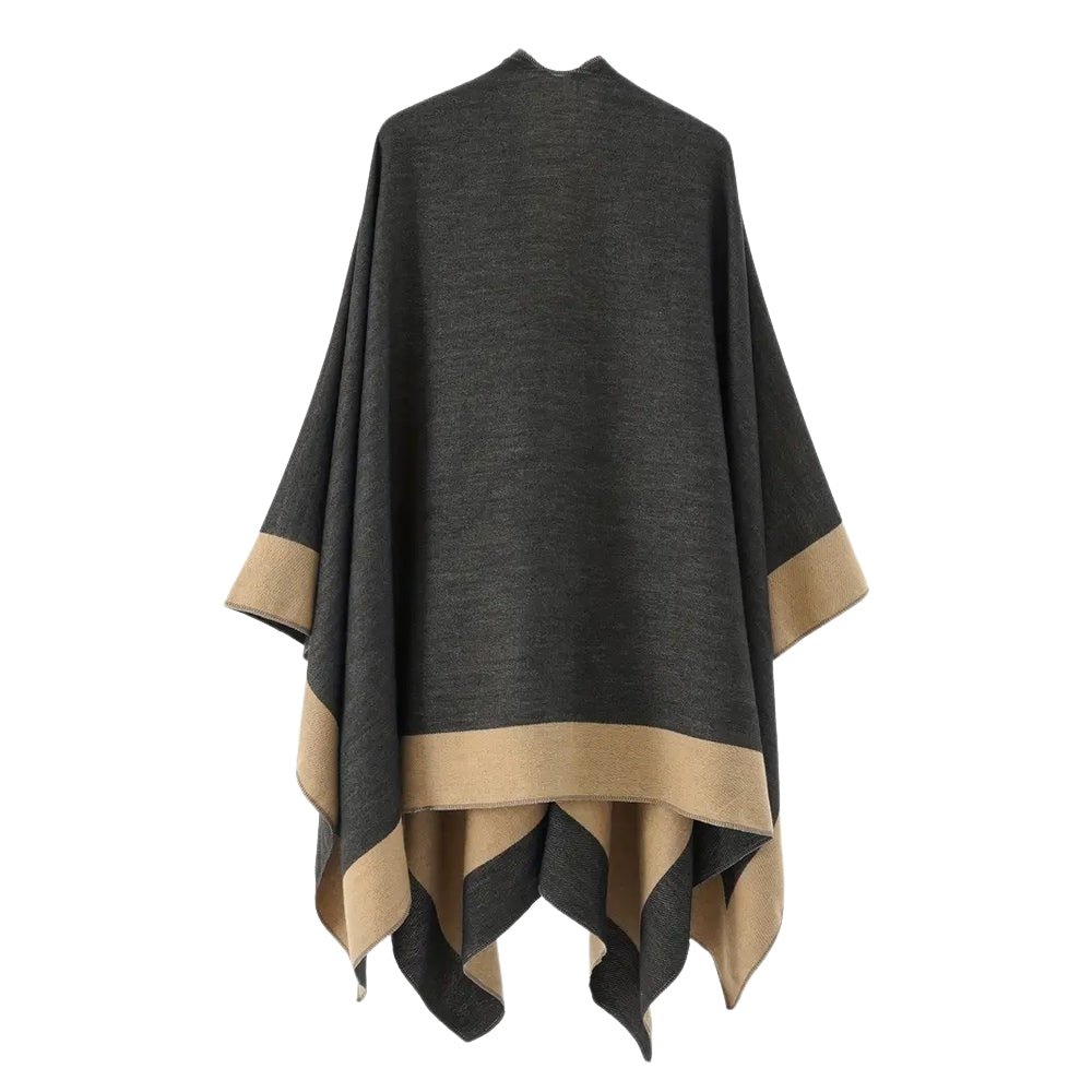 Unifarbener Poncho mit Drapierung