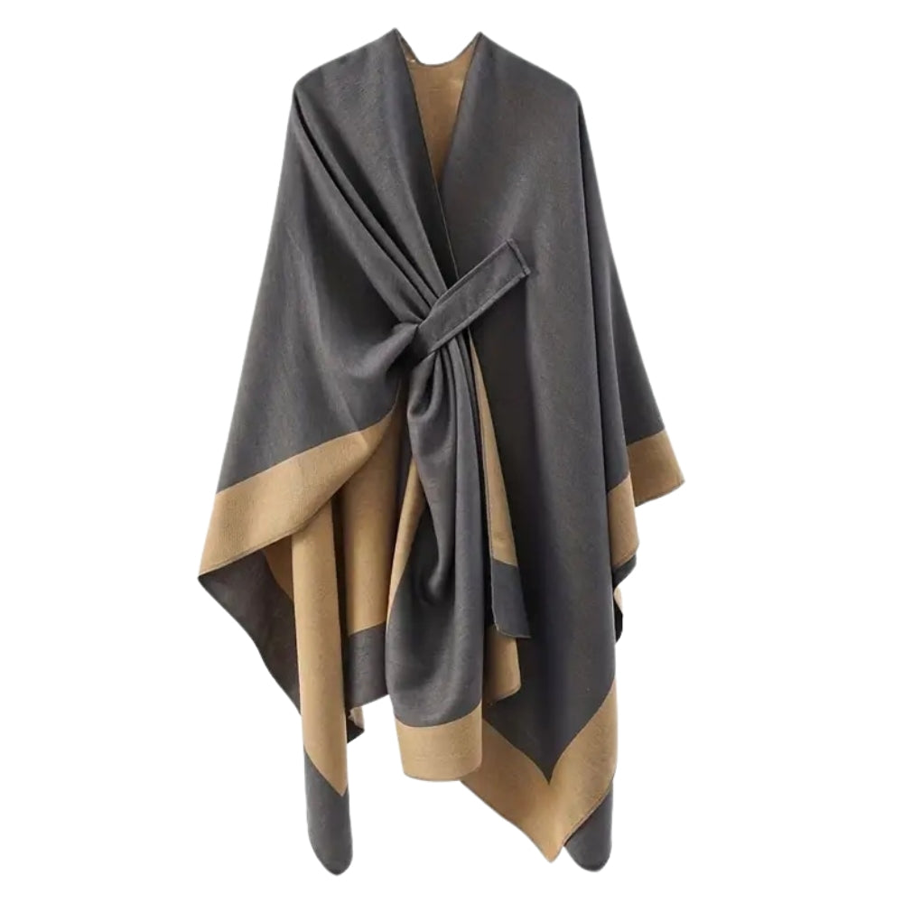 Unifarbener Poncho mit Drapierung
