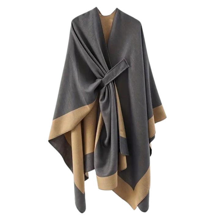 Unifarbener Poncho mit Drapierung