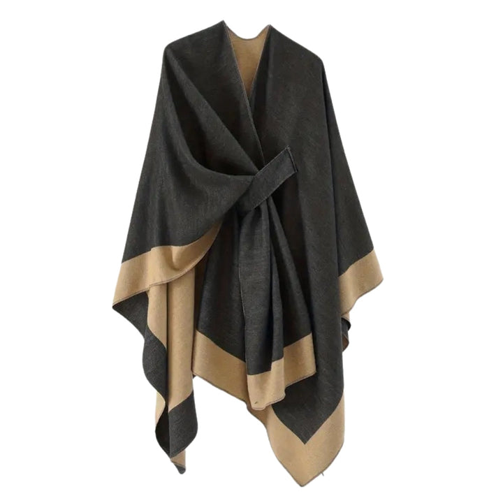 Unifarbener Poncho mit Drapierung