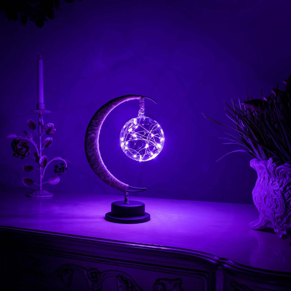 Lunéora™ | LED Mond-Tischlampe Lila Amethyst