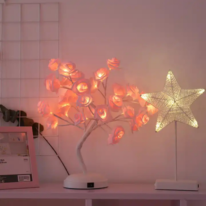 Roselune™ | LED Rosenbaum-Tischlampe Rosa