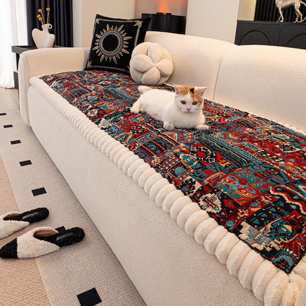 Boho-Jacquard-Sofaüberwurf mit Waffelstruktur