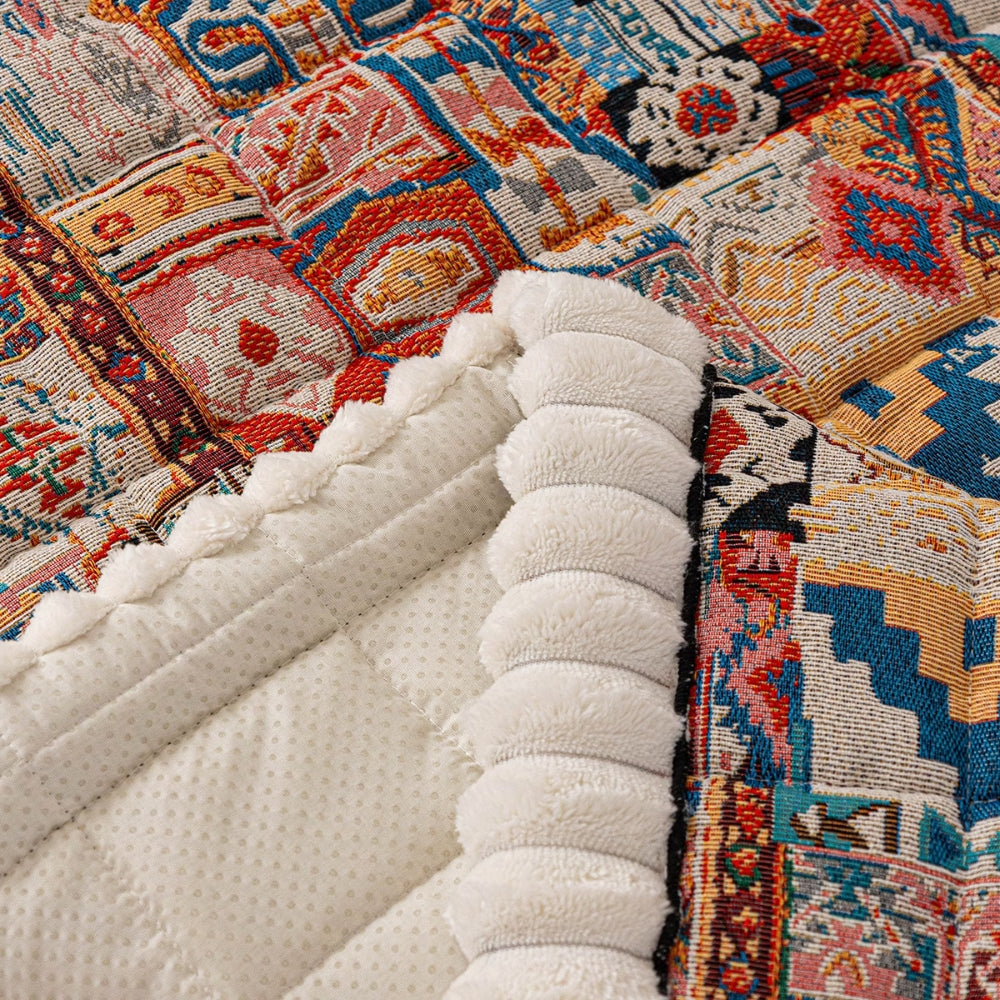 Boho-Jacquard-Sofaüberwurf mit Waffelstruktur