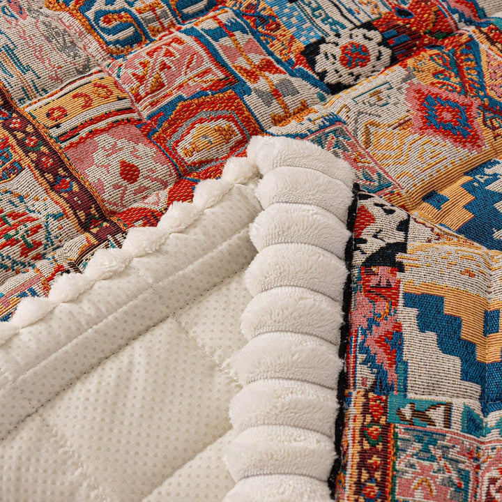Boho-Jacquard-Sofaüberwurf mit Waffelstruktur