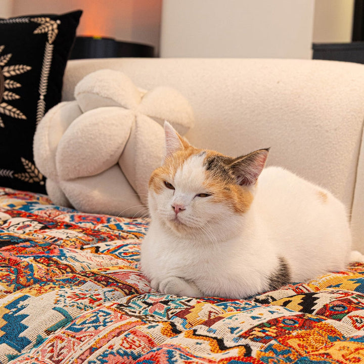 Boho-Jacquard-Sofaüberwurf mit Waffelstruktur