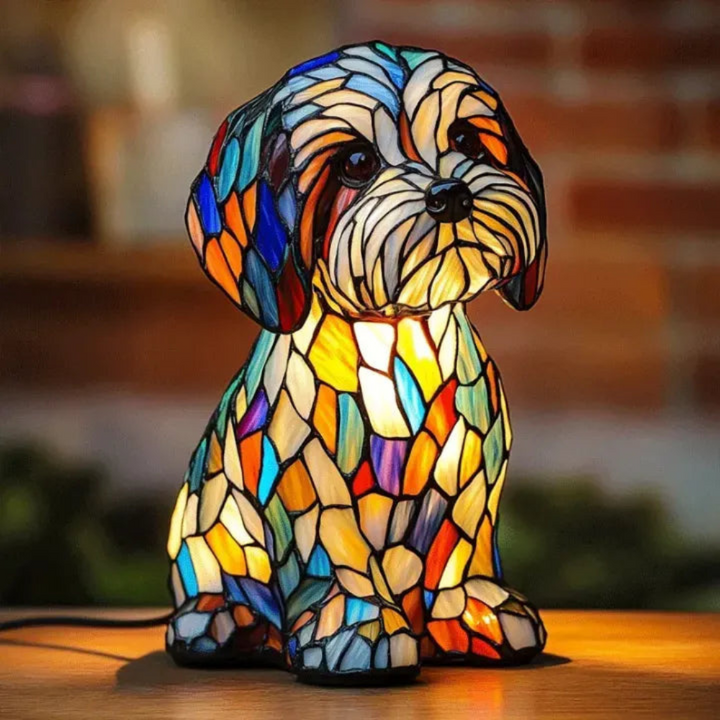 Tiffador™ | Tiffany Hund-Tischlampe Malteser