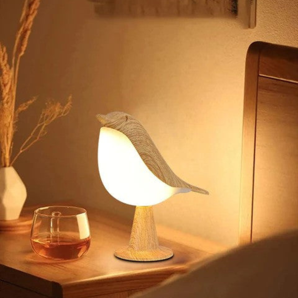 LED Vogel Nachtlampe aus Holz – Warmweißes Nachtlicht & Dekolampe für Schlafzimmer & Wohnzimmer