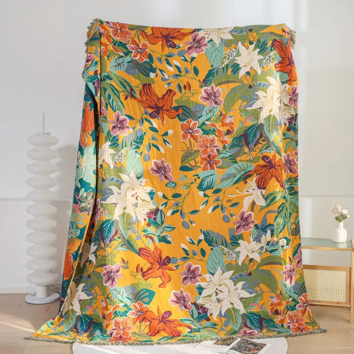 Baumwoll-Tagesdecke mit tropischem Muster 200 x 230 cm