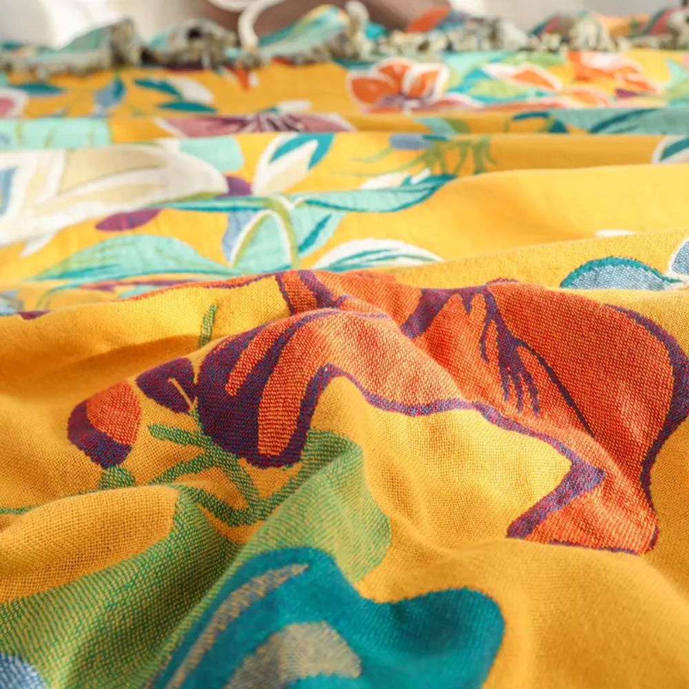 Baumwoll-Tagesdecke mit tropischem Muster 200 x 230 cm