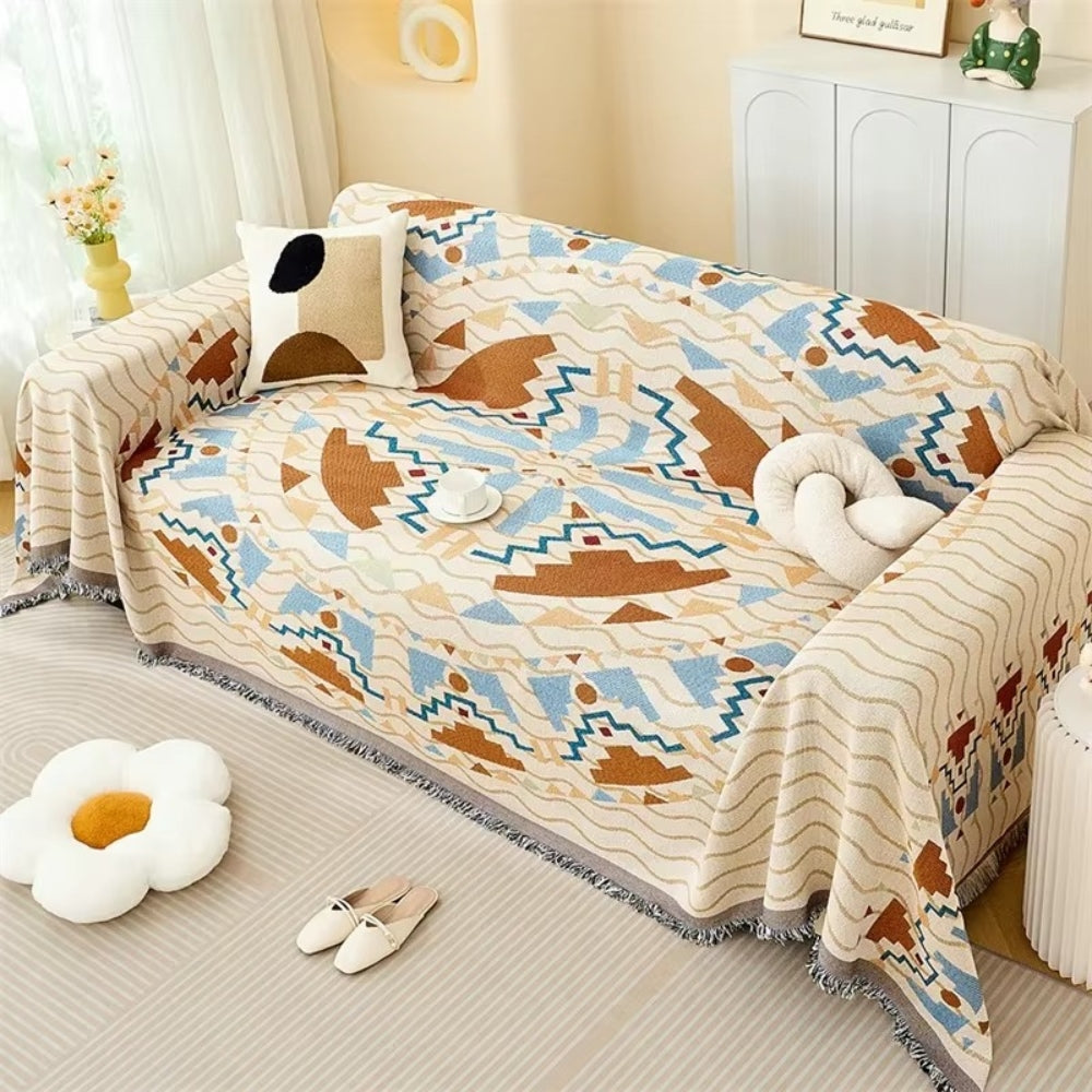 Bunter gewebter Boho-Sofaüberwurf