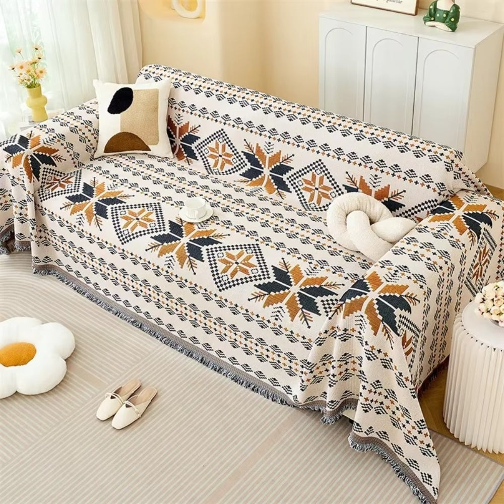 Bunter gewebter Boho-Sofaüberwurf