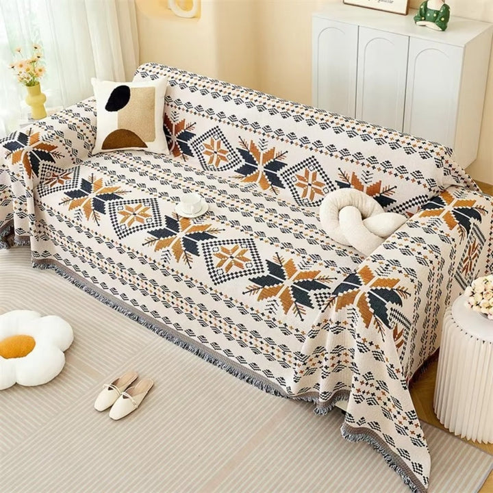 Bunter gewebter Boho-Sofaüberwurf