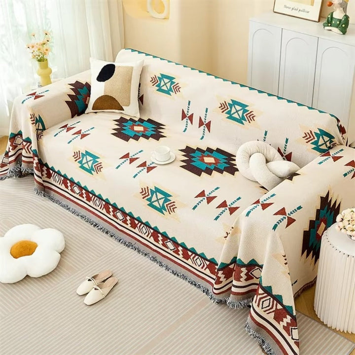 Bunter gewebter Boho-Sofaüberwurf