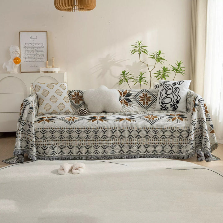 Bunter gewebter Boho-Sofaüberwurf